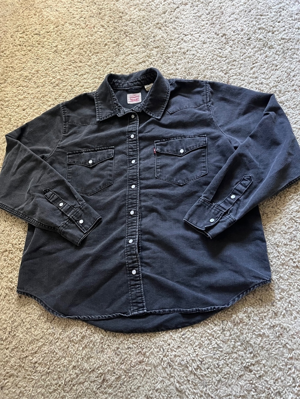 Levi’s Pearl Snap Western Denim Shirt Charcoal Women’s XL
